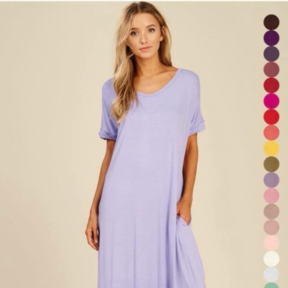 Lavender maxi dress with side slit